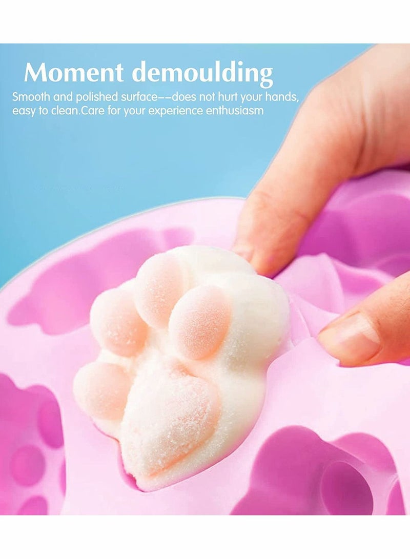 Excefore قوالب شوكولاتة سيليكون، 3 قطع قوالب خبز شكل كف حيوان أليف غير لاصقة، قوالب حلوى مجمدة للكلاب، قوالب مكعبات ثلج، تزيينات كعك، مستلزمات صناعة الصابون، قوالب ذوبان الشمع - أزرق، وردي - Image 5