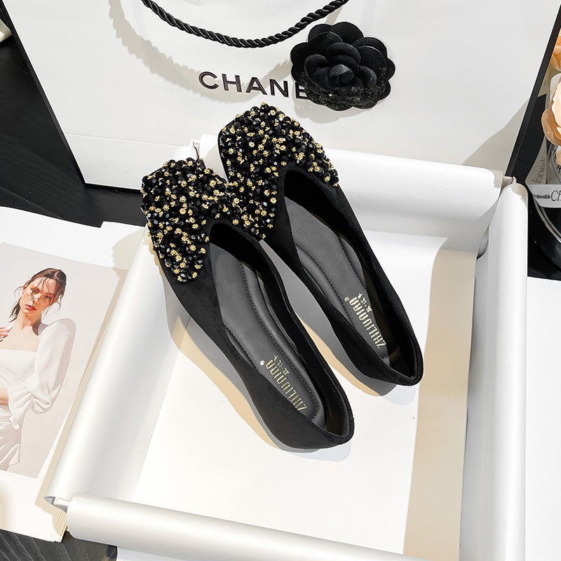 Women's Fleece-Lined Square Toe Faux Suede Slingback Shoes with Hidden Heel, Handcrafted - Image 1