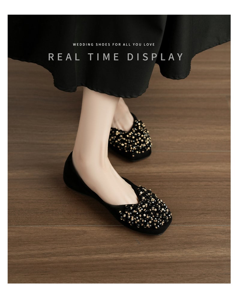 Women's Fleece-Lined Square Toe Faux Suede Slingback Shoes with Hidden Heel, Handcrafted - Image 5