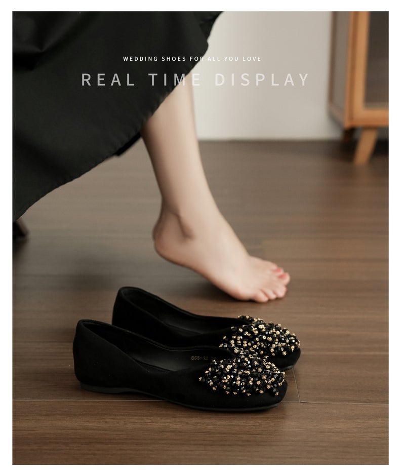 Women's Fleece-Lined Square Toe Faux Suede Slingback Shoes with Hidden Heel, Handcrafted - Image 2