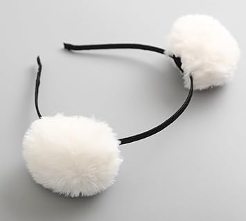 TOPWEL 3PCS Fluffy Pom Pom Headbands PomBall Hairbands Animal Ears Double PomHeadband Hair Loops Hair Accessories for Halloween Christmas Birthday Party BlackWhitePink - Image 5