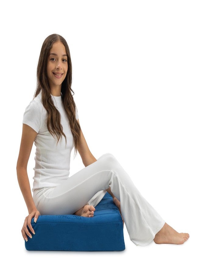 Milliard Memory Foam Floor Pillow, 22" Decorative Square Floor Cushion with Soft Washable Velour Ribbed Cover (Navy) - Image 1