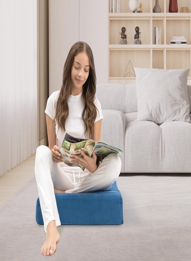 Milliard Memory Foam Floor Pillow, 22" Decorative Square Floor Cushion with Soft Washable Velour Ribbed Cover (Navy) - Image 4