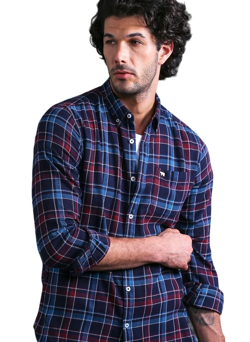 THE BEAR HOUSE Men's Cotton Shirt | Casual & Formal Long Sleeve Slim Fit | Classic Button-Down, Office & Everyday Wear, Comfortable & Breathable Fabric
