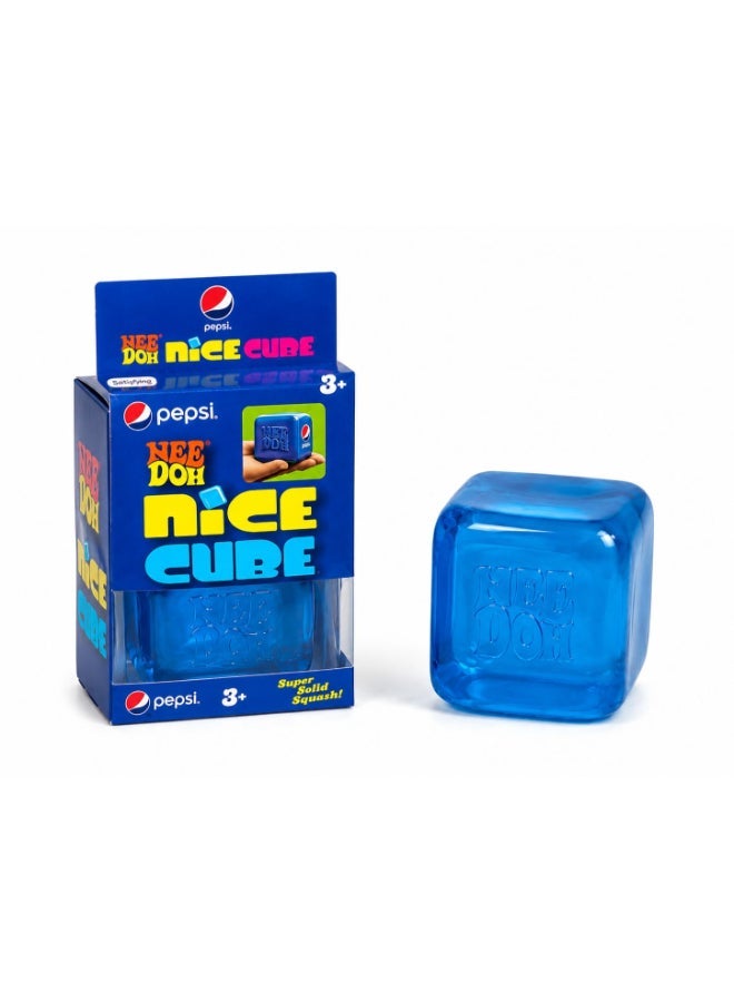 Needoh Pepsi Single Piece Nice Cube Squishy Stress Relief Toy | Soft Squeeze Fidget Sensory Cube | Slow Rising Squash Toy for Kids & Adults | Anxiety Relief Desk Toy | Age 3+-Blue - Image 1