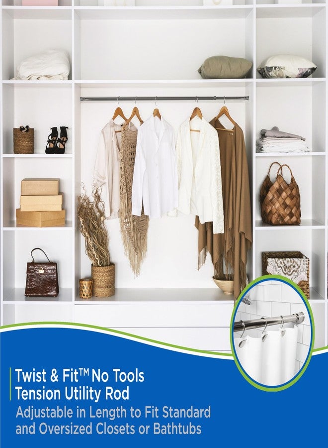 Kenney KNUTLYLC/18R Twist & Fit Easy Install Camlock Tension Shower Rod, Curtain Rod, or Closet Rod with Non-Slip Ends, 48-84" Adjustable Length, Brushed Nickel, 1" Diameter Rust Resistant Steel Tube - Image 3