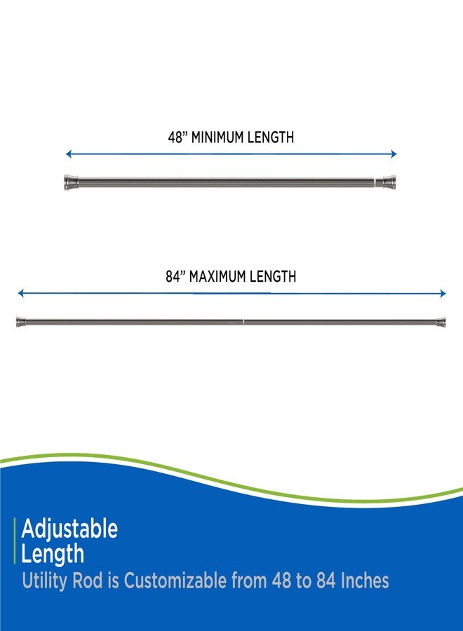 Kenney KNUTLYLC/18R Twist & Fit Easy Install Camlock Tension Shower Rod, Curtain Rod, or Closet Rod with Non-Slip Ends, 48-84" Adjustable Length, Brushed Nickel, 1" Diameter Rust Resistant Steel Tube - Image 4