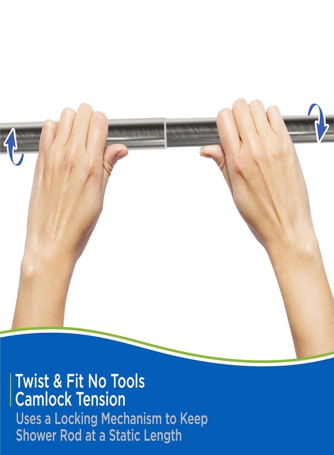 Kenney KNUTLYLC/18R Twist & Fit Easy Install Camlock Tension Shower Rod, Curtain Rod, or Closet Rod with Non-Slip Ends, 48-84" Adjustable Length, Brushed Nickel, 1" Diameter Rust Resistant Steel Tube - Image 5
