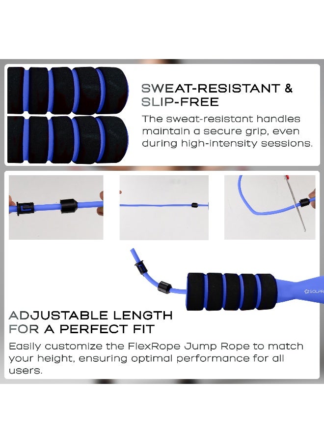 SOLPRO SFH066 Jump Rope for Men, Women & Kids|Adjustable Length, TangleFree, Soft Foam Handles| SweatResistant Grip|Ideal for Cardio, Fitness, HIIT, CrossFit, Weight Loss & Gym Workouts (Blue) - Image 4