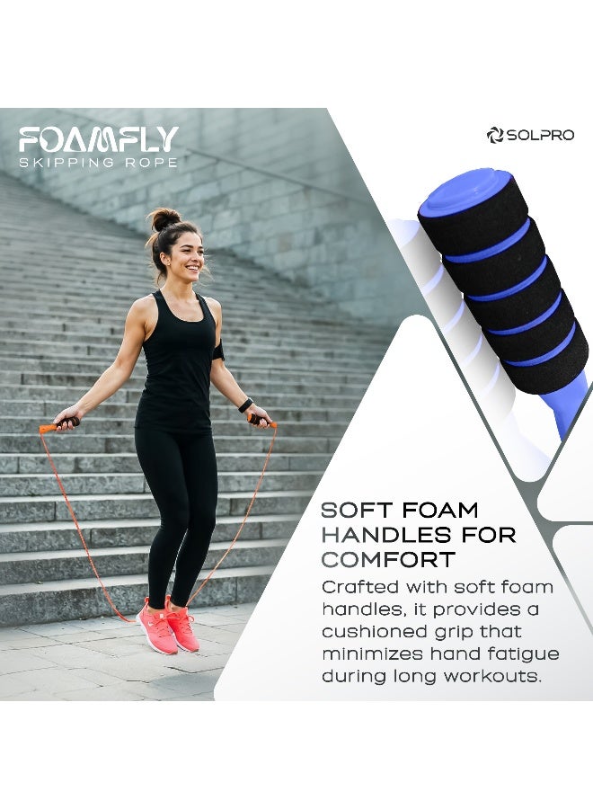 SOLPRO SFH066 Jump Rope for Men, Women & Kids|Adjustable Length, TangleFree, Soft Foam Handles| SweatResistant Grip|Ideal for Cardio, Fitness, HIIT, CrossFit, Weight Loss & Gym Workouts (Blue) - Image 3
