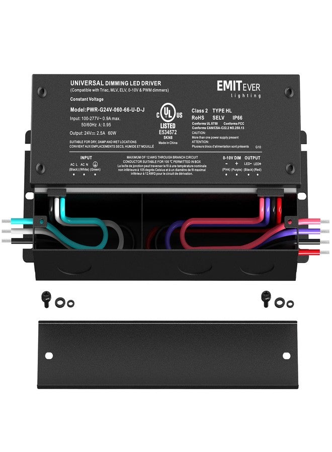 Emitever 60W Dimmable LED Driver, 24V Triac Dimmable Power Supply, AC to DC Converter for LED Light, Compatible with Lutron and Leviton Dimmer, Waterproof IP67 and UL Listed, Class 2 - Image 2