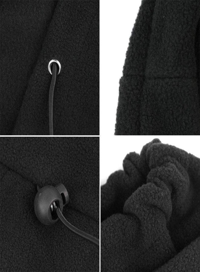 Motoway 6 in 1 Thermal Fleece Balaclava Hat Hood Police Swat Ski Bike Wind Stopper Mask Caps (Black) - Image 2