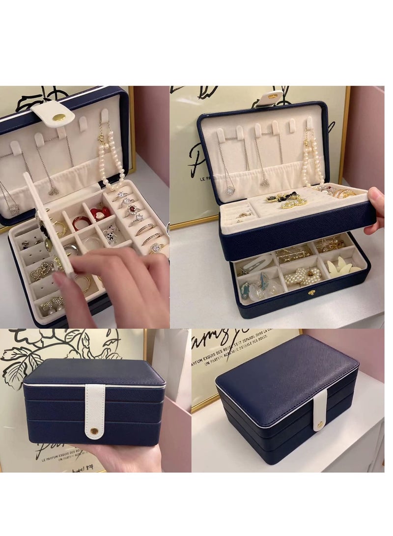 SYOSI Jewelry Box for Women and Girls PU Leather Made Jewelry Organizer 3 Layers Jewelry Storage for Rings Earrings Necklaces Bracelets Valentines Day Gifts - Image 3