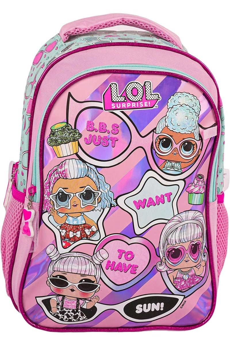 Rainbow max L.O.L School Kids Backpack 16" - Student Girls Bag with Pencil Case for Ages 7-11 - Image 1