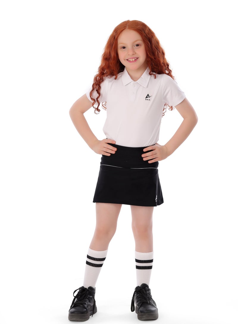 ANJA Girls' Black Squash Skirt – Comfortable, Pleated Design  - Image 1