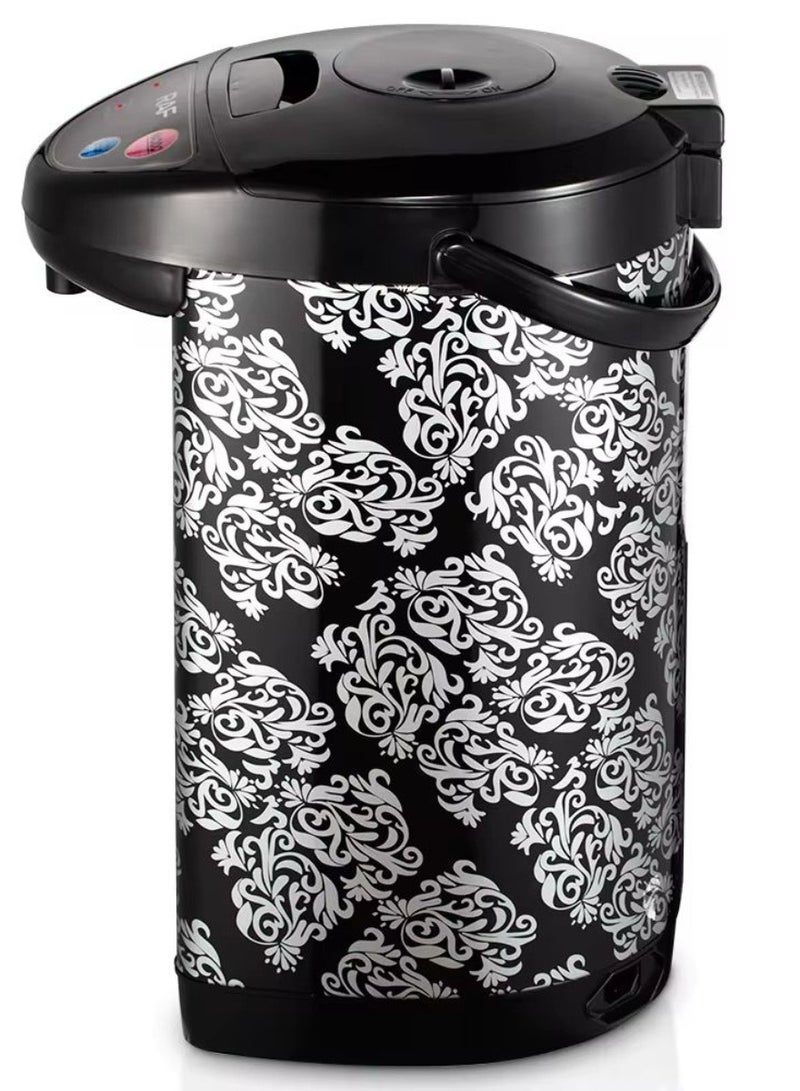 Electric Kettle with LED Display, 6.8L, 800W, Damask Pattern Design, Black and White - Image 1