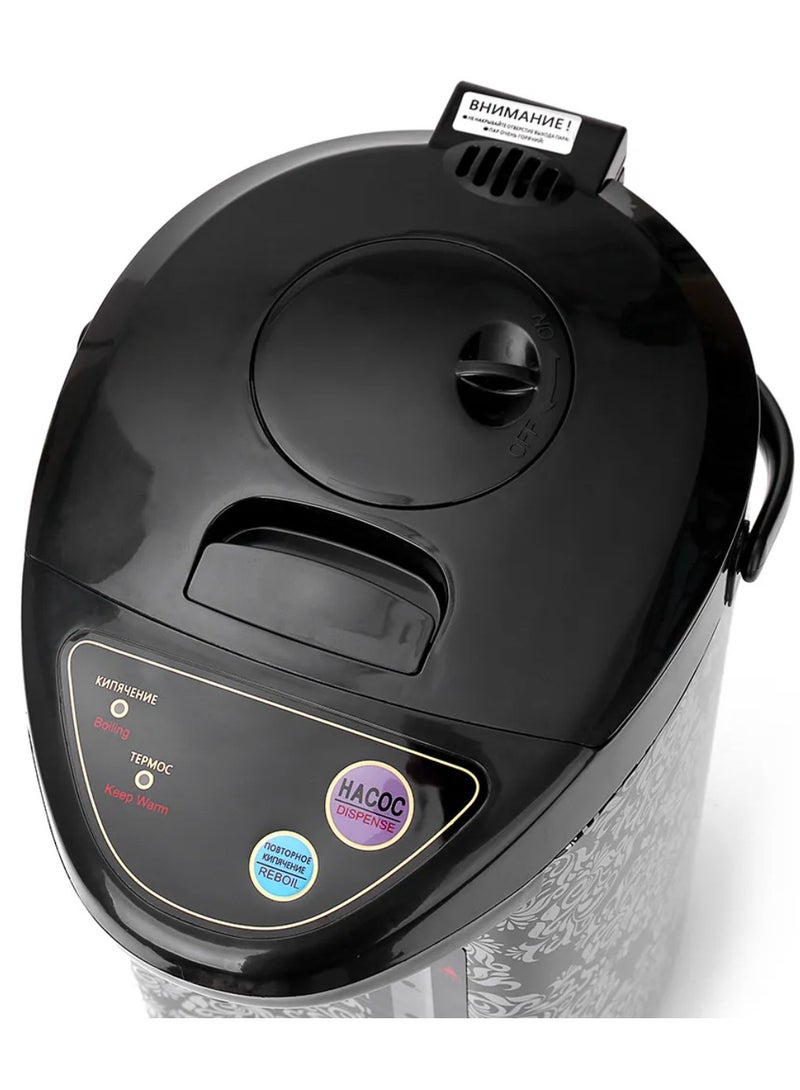 Electric Kettle with LED Display, 6.8L, 800W, Damask Pattern Design, Black and White - Image 2