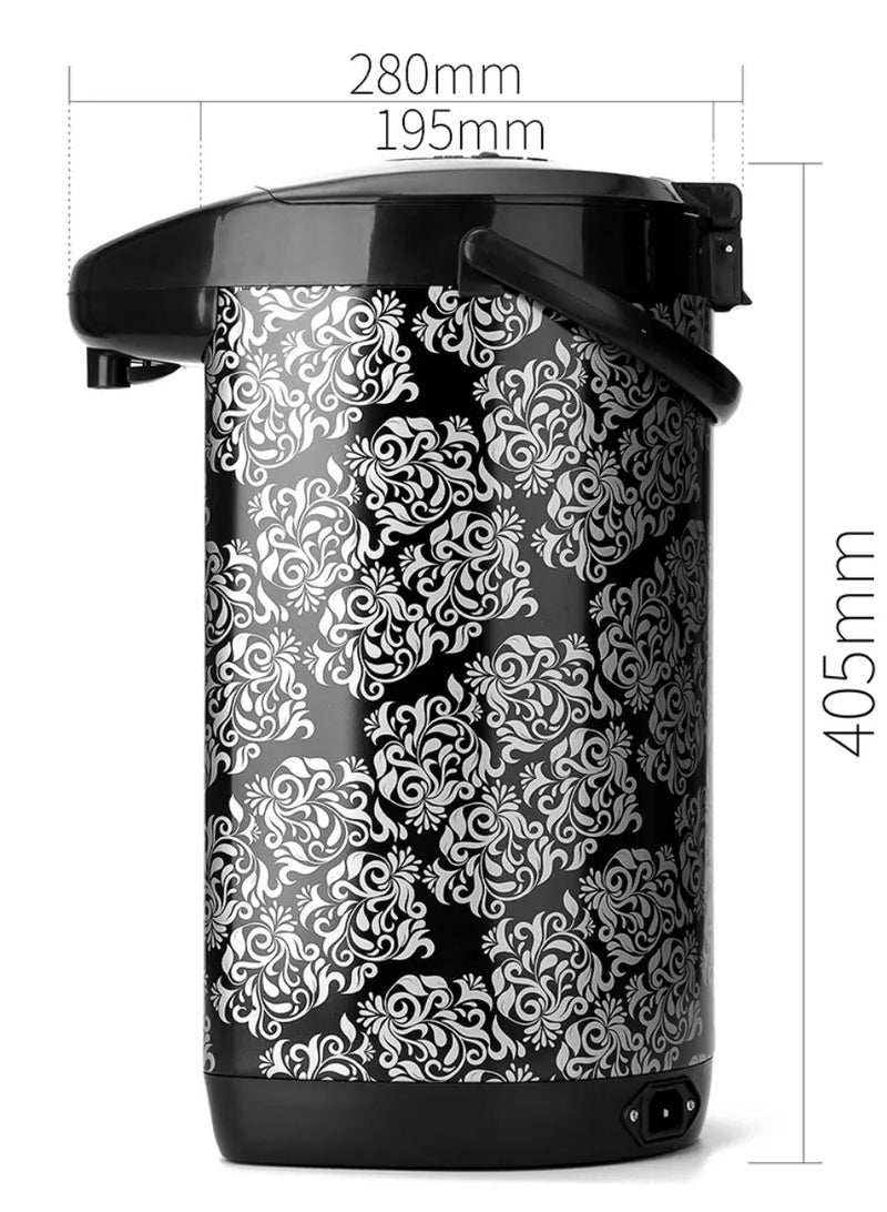 Electric Kettle with LED Display, 6.8L, 800W, Damask Pattern Design, Black and White - Image 4