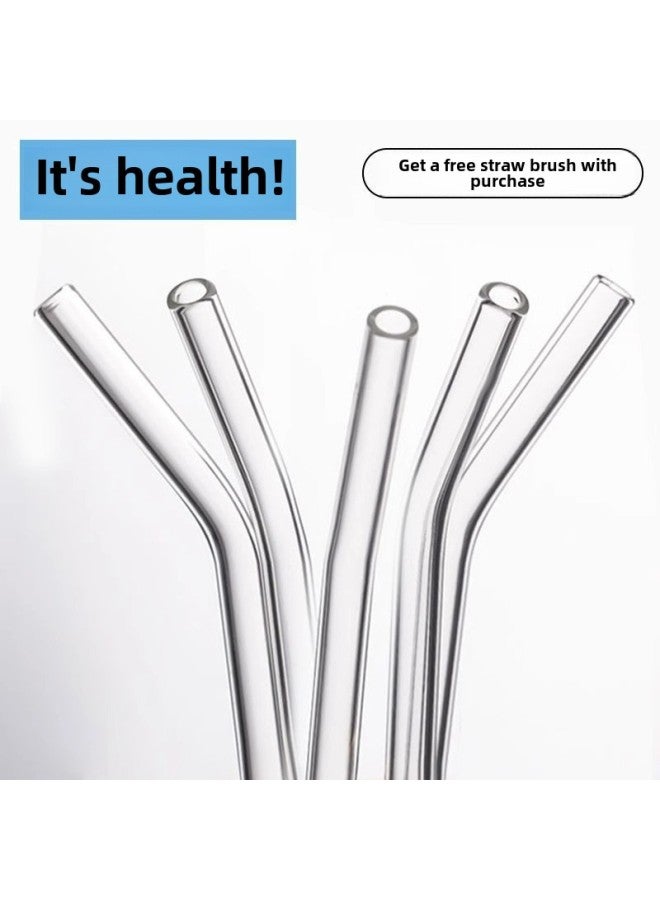 Glass Straw Lengthened Curved Net Red Food Grade Heat Resistant Lipstick Transparent Drinking Coffee Beverage Maternal Straw-Colour:Transparent Box Of 3 - Image 2