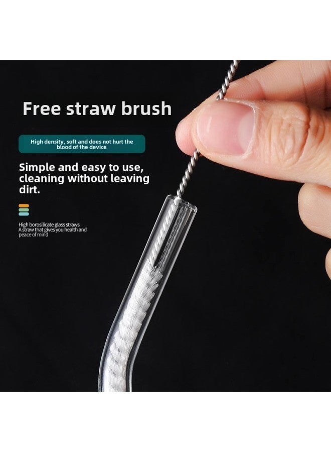 Glass Straw Lengthened Curved Net Red Food Grade Heat Resistant Lipstick Transparent Drinking Coffee Beverage Maternal Straw-Colour:Transparent Box Of 3 - Image 4