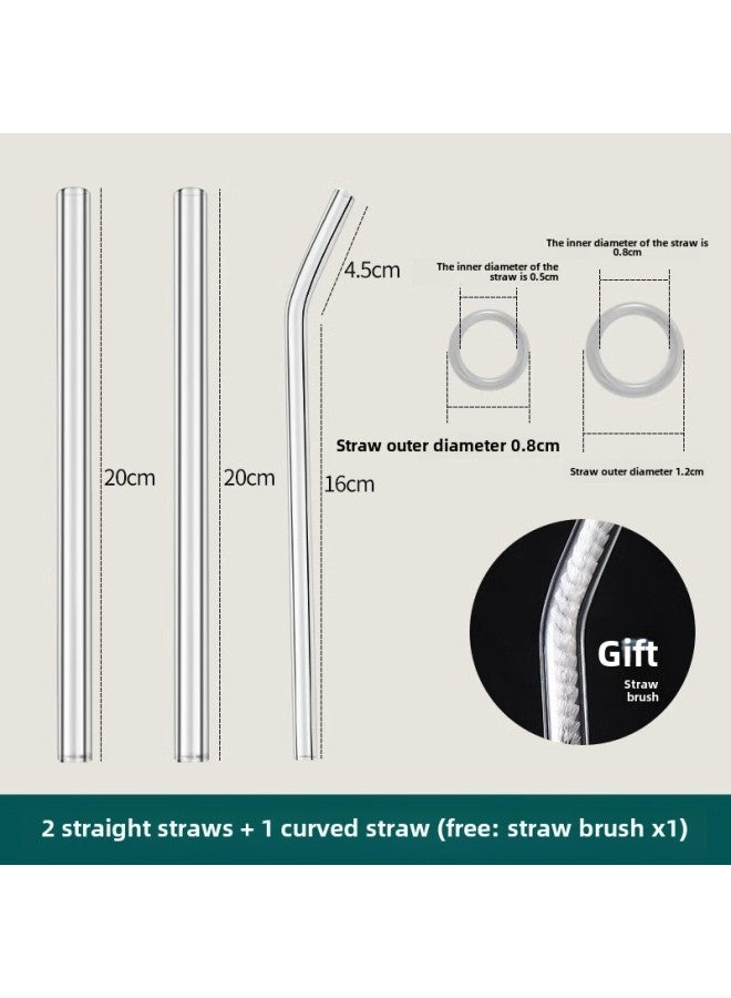 Glass Straw Lengthened Curved Net Red Food Grade Heat Resistant Lipstick Transparent Drinking Coffee Beverage Maternal Straw-Colour:Transparent Box Of 3 - Image 1