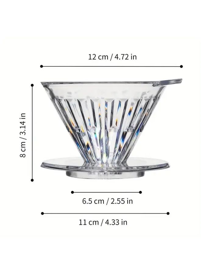 1pc Transparent Slow Drip Coffee Filter Cup Durable Plastic Pour Over Dripper For Home Office Travel - Image 3