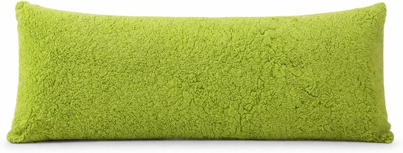 Reafort Ultra Soft Sherpa Body Pillow Cover/Case with Zipper Closure 21"x54" (21"x54" Body Pillow Cover, Lime) - Image 1