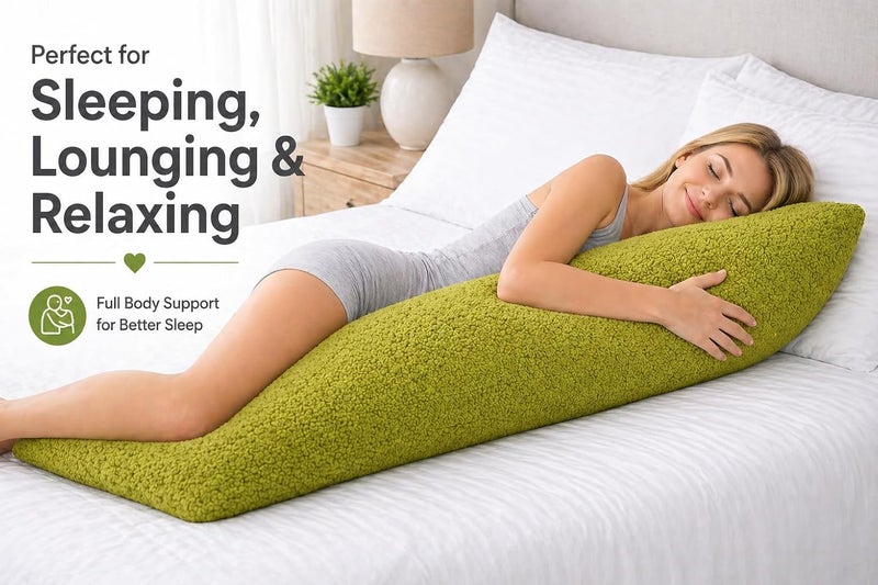 Reafort Ultra Soft Sherpa Body Pillow Cover/Case with Zipper Closure 21"x54" (21"x54" Body Pillow Cover, Lime) - Image 4