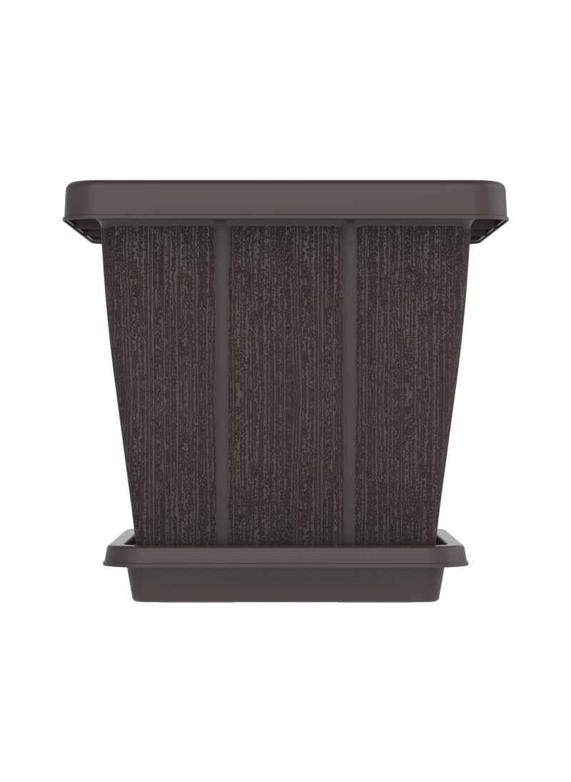 Cosmoplast 45L Cedargrain Square Planter with Tray  - Image 3