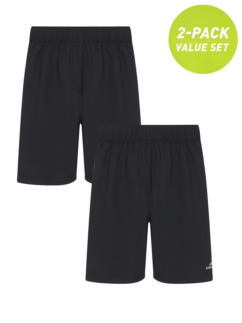 Demix Men's 2-Pack Running Shorts – Black Lightweight Breathable Sports Shorts with Moisture-Wicking Fabric & Reflective Details for Outdoor Training - Image 2