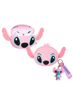 Generic Compatible with AirPods Pro 2 Case Soft Silicone Shockproof Cover for Apple Airpods Pro 2nd, New 3D Cute Cartoon Creative Fun Case with Keychain Design For Airpods Pro 2nd (Stitch Pink)  - Image 1
