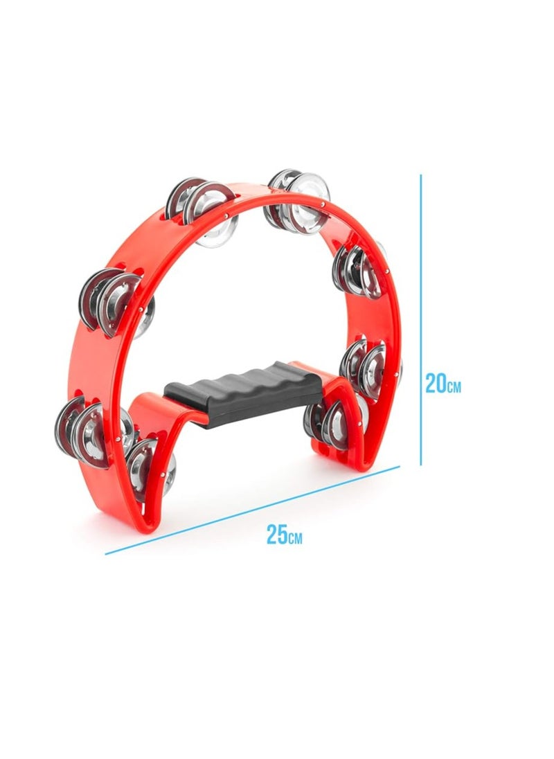 TIGER TAM14-RD Half-Moon Tambourine - Sixteen Pairs of Jingles - Red  - Image 5