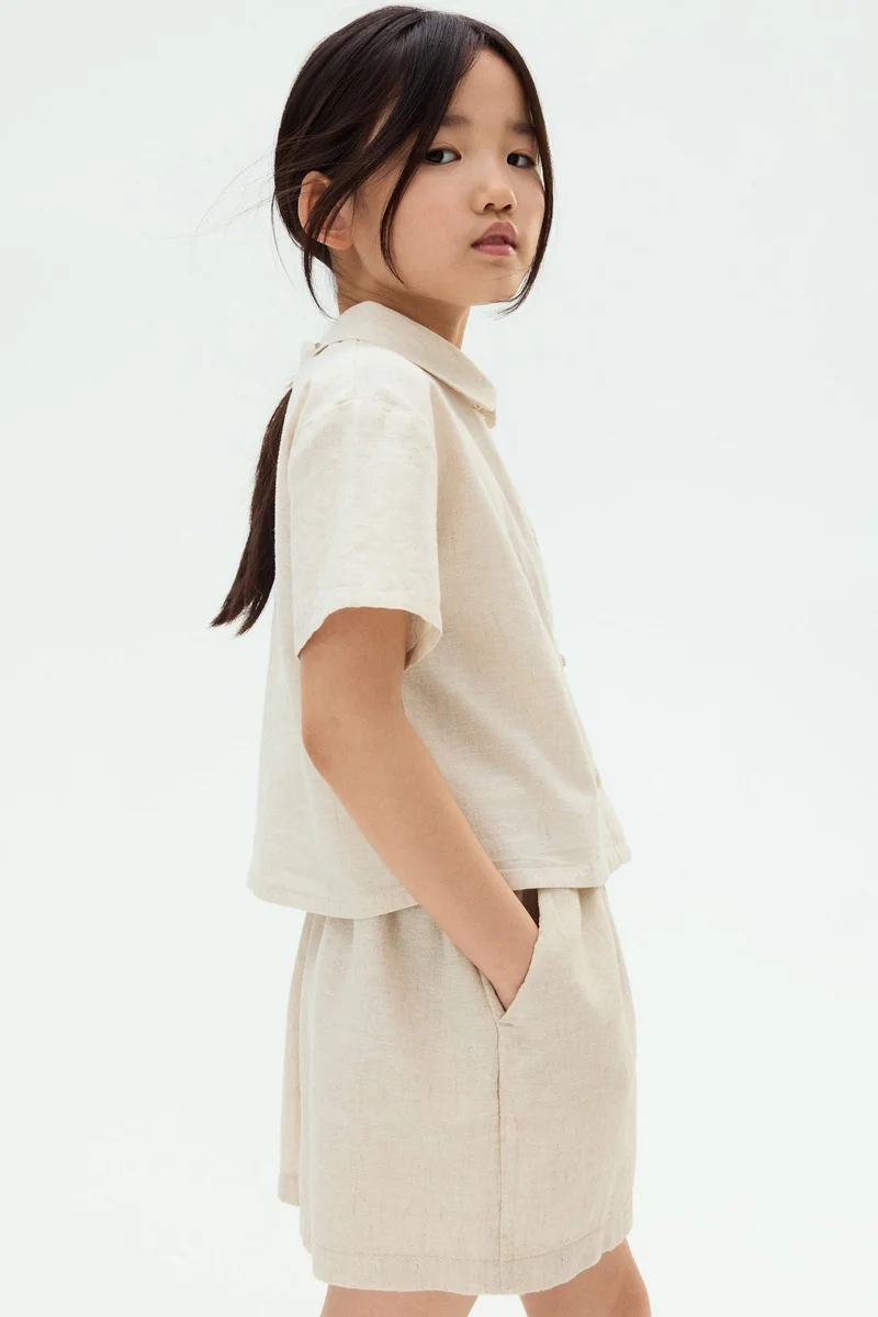 اتش اند ام بلوزة من مزيج الكتان