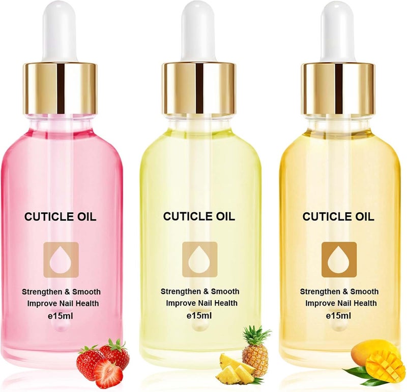 LOPHE Hydrating Cuticle Oil 3pcs Cuticle Oil for Nails Nail and Cuticles Oils Contain Vitamin B Moisturizes Cuticles Nails Skin HealsPrevents Hangnails and Chapped for Dry Brittle Rough Nail