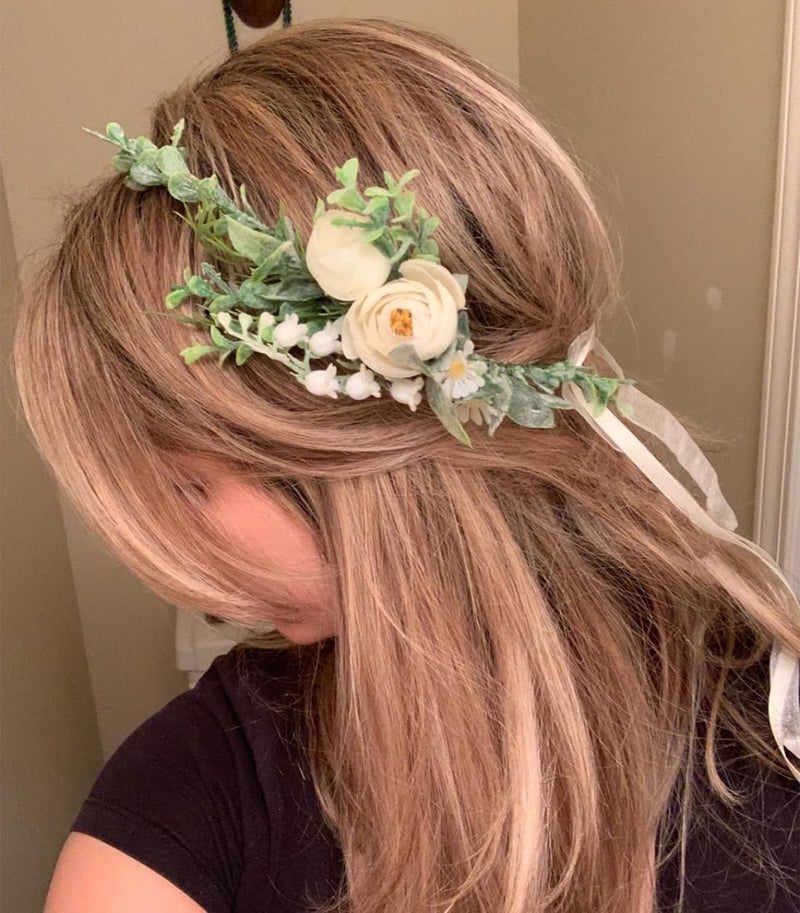 FIDDY898 Flower Crown Greenery Boho Headband Festival Wedding Flower Girl Headpiece Wreath Photo Hair Prop Headpiece - Image 3