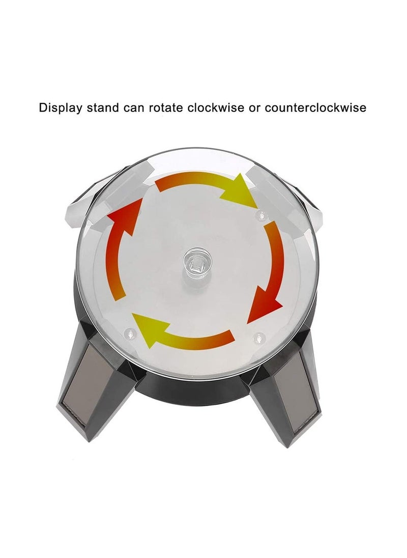 Generic - Black Solar Powered Jewelry Phone Watch Rotating Display Stand Turn Table with LED Light - Image 1