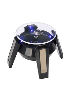 Black Solar Powered Jewelry Phone Watch Rotating Display Stand Turn Table with LED Light