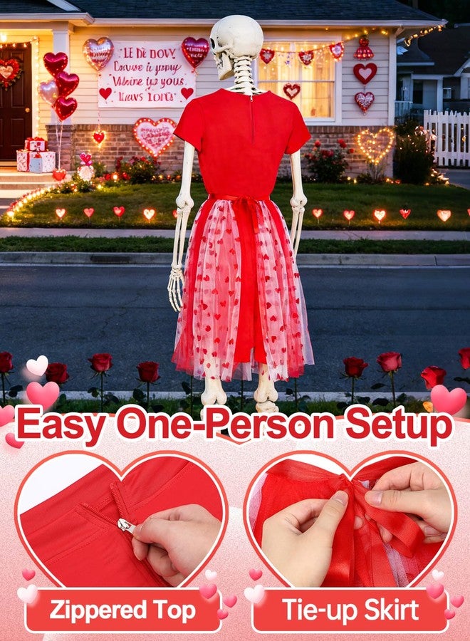 PAMASE Valentines Day 12 Foot Skeleton Outfits - Easy to Put on, Top with Zipper, Tulle Skirt with Ties, 12 FT Giant Skeleton Clothes Accessories for Outdoor Yard Lawn Decor (2Pcs) - Image 3