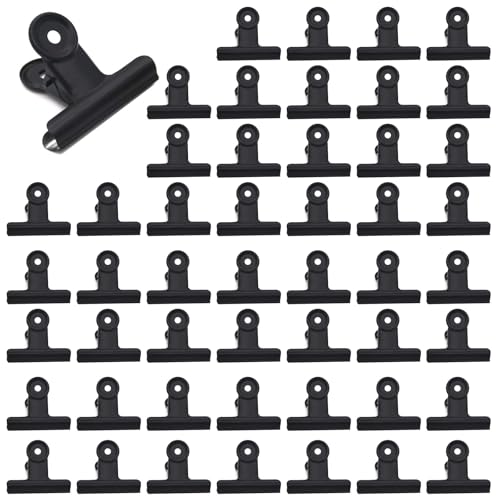 DENGXINWEI 50 Pcs Metal Bulldog Clips, Gold Bull Binder,Mini Metal Paper Clips 0.87 in Hinge Clips Small for Tags Bags, Food Bags,Pictures Photos,Art Work,Office and Home Kitchen,Price Tag (Black) - Image 1