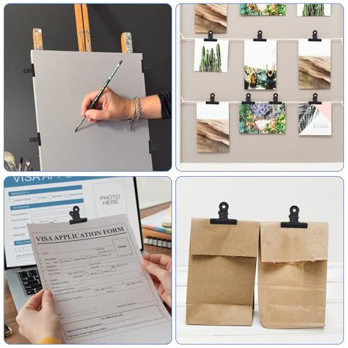 DENGXINWEI 50 Pcs Metal Bulldog Clips, Gold Bull Binder,Mini Metal Paper Clips 0.87 in Hinge Clips Small for Tags Bags, Food Bags,Pictures Photos,Art Work,Office and Home Kitchen,Price Tag (Black) - Image 3