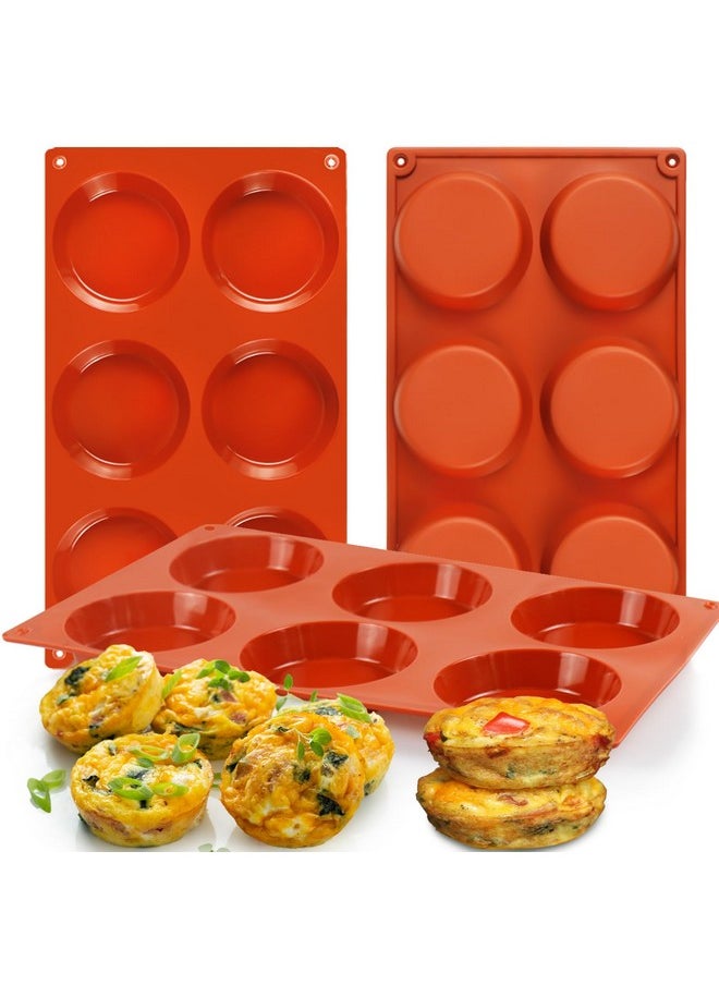PalkSky Palksky Silicone Egg Molds for Oven Baking, 3 Pcs 6-Cavity Silicone Egg Bite Molds for Breakfast Sandwiches, Non-Stick 3" Muffin Top Pans/Whoopie Pie Pan  - Image 1