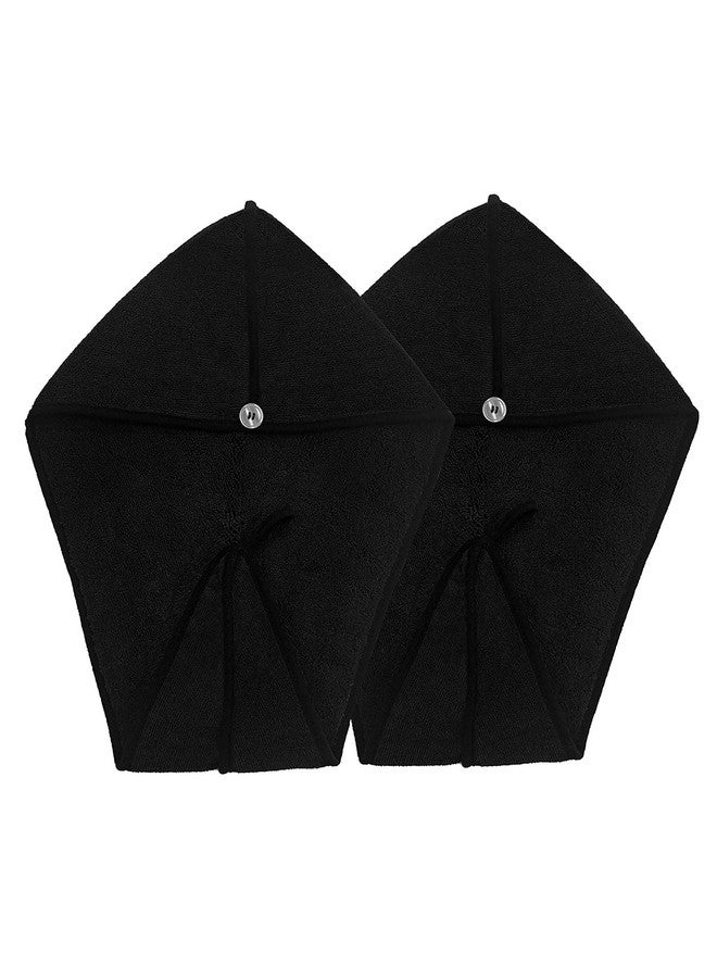 SOFTSPUN Microfiber Hair Cap Silk Banded Edge 2 Pcs 70X25Cm Black! 380 Gsm Super Absorbent Quick Dry Hair Turban For Drying All Kinds Of Hair Straight Or Curly Short Or Long Thin Or Thick Hair. - Image 2