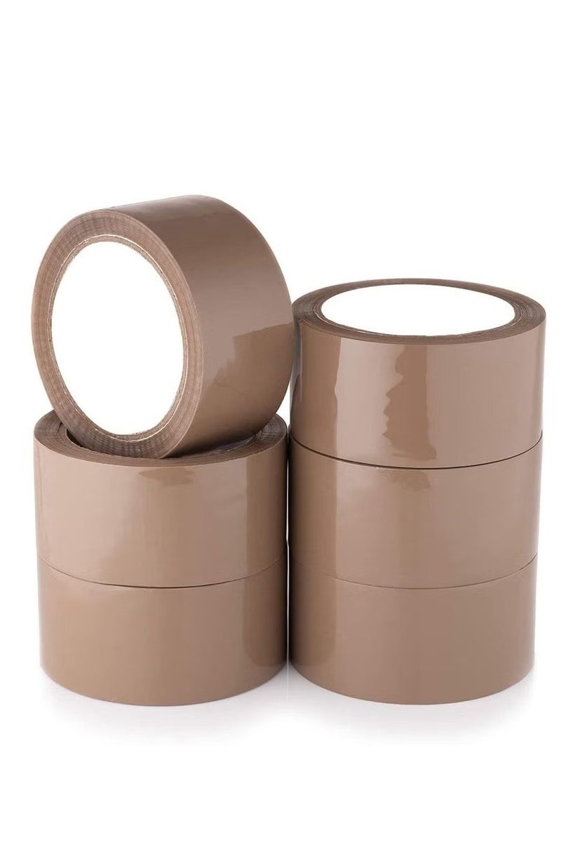Brown Packaging Tape, 2 inches x 50 yards Strong Heavy Duty Packing Tape for Parcel Boxes, Moving Boxes, Large Postal Bags, Office Use [6 Rolls] - Image 1