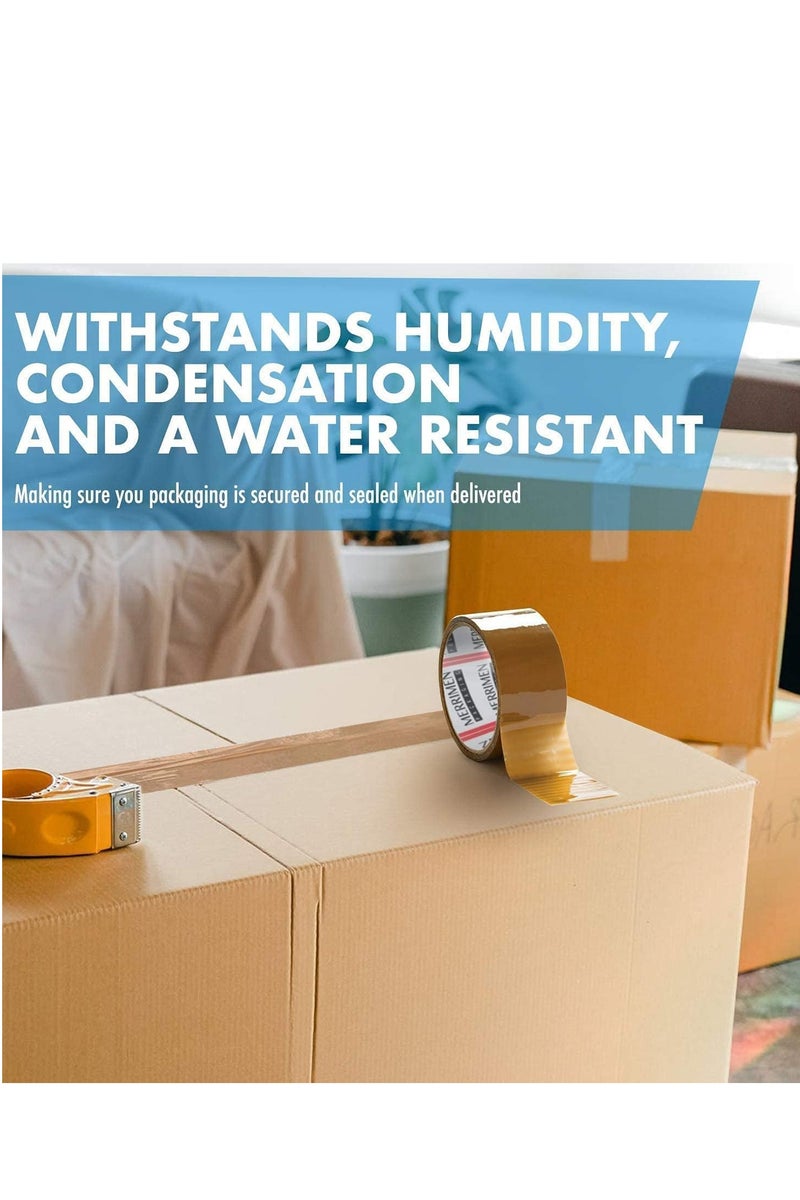 Brown Packaging Tape, 2 inches x 50 yards Strong Heavy Duty Packing Tape for Parcel Boxes, Moving Boxes, Large Postal Bags, Office Use [6 Rolls] - Image 3