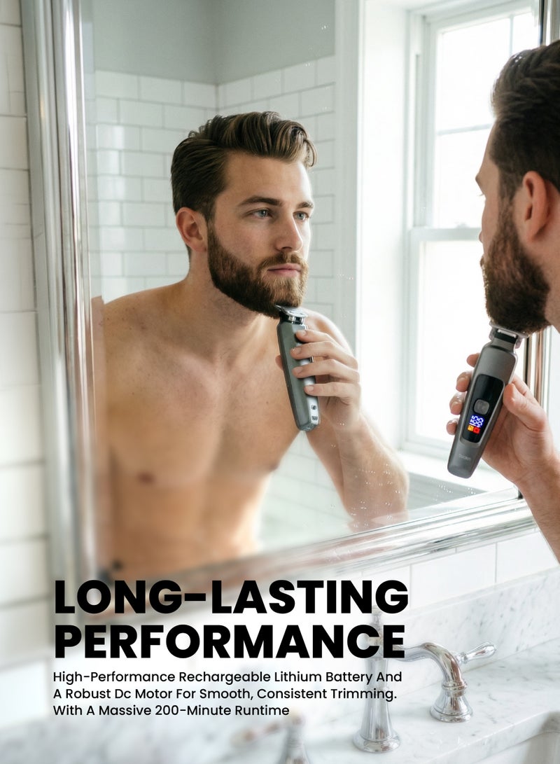 تيم Team Professional Rechargeable Hair Trimmer for Men | Stainless Steel Blade | 2‑Speed Control | LED Display | USB Type‑C Charging | Beard, Hair & Line‑Up Grooming Kit - Image 2