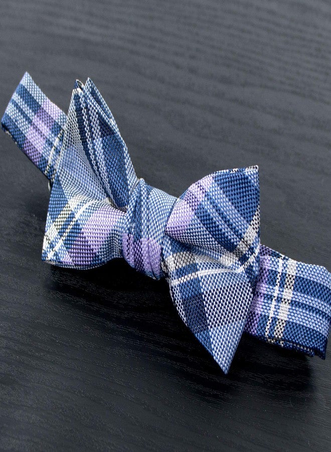 Spring Notion Boy's Tartan Plaid Woven Bow Tie Purple Large - Image 2