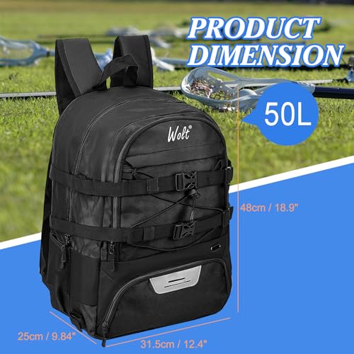 WOLT Lacrosse Bag-Lacrosse Backpack with Two Sticks Holder-Large Field Hockey Bag Holds All Sport Gears - Image 3