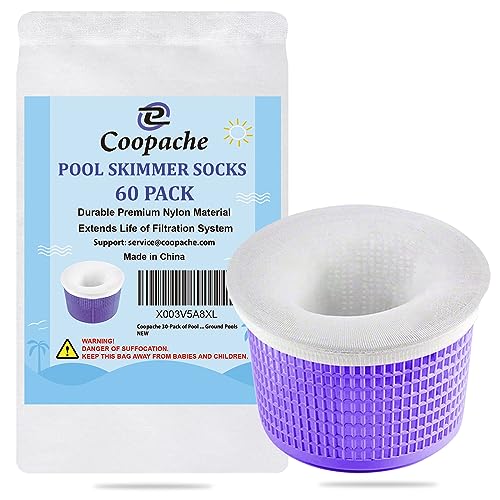 Coopache 60-Pack of Pool Skimmer Socks - Filters Baskets, Skimmers Cleans Debris and Leaves for In-Ground and Above Ground Pools - Image 1