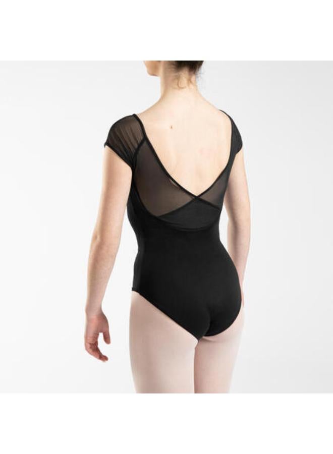 STAREVER Women's and Girls' Short-Sleeved Veil Ballet Leotard - Black  - Image 4
