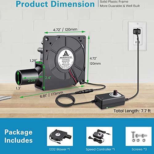 GDSTIME 120mm x 32mm Blower Fan 12V with 110V 120V AC Powered Variable Speed Controller, Dual Ball Bearing Squirrel Cage Centrifugal Fans, Small Charcoal Starter for BBQ, Smokers, Inflatables - Image 4
